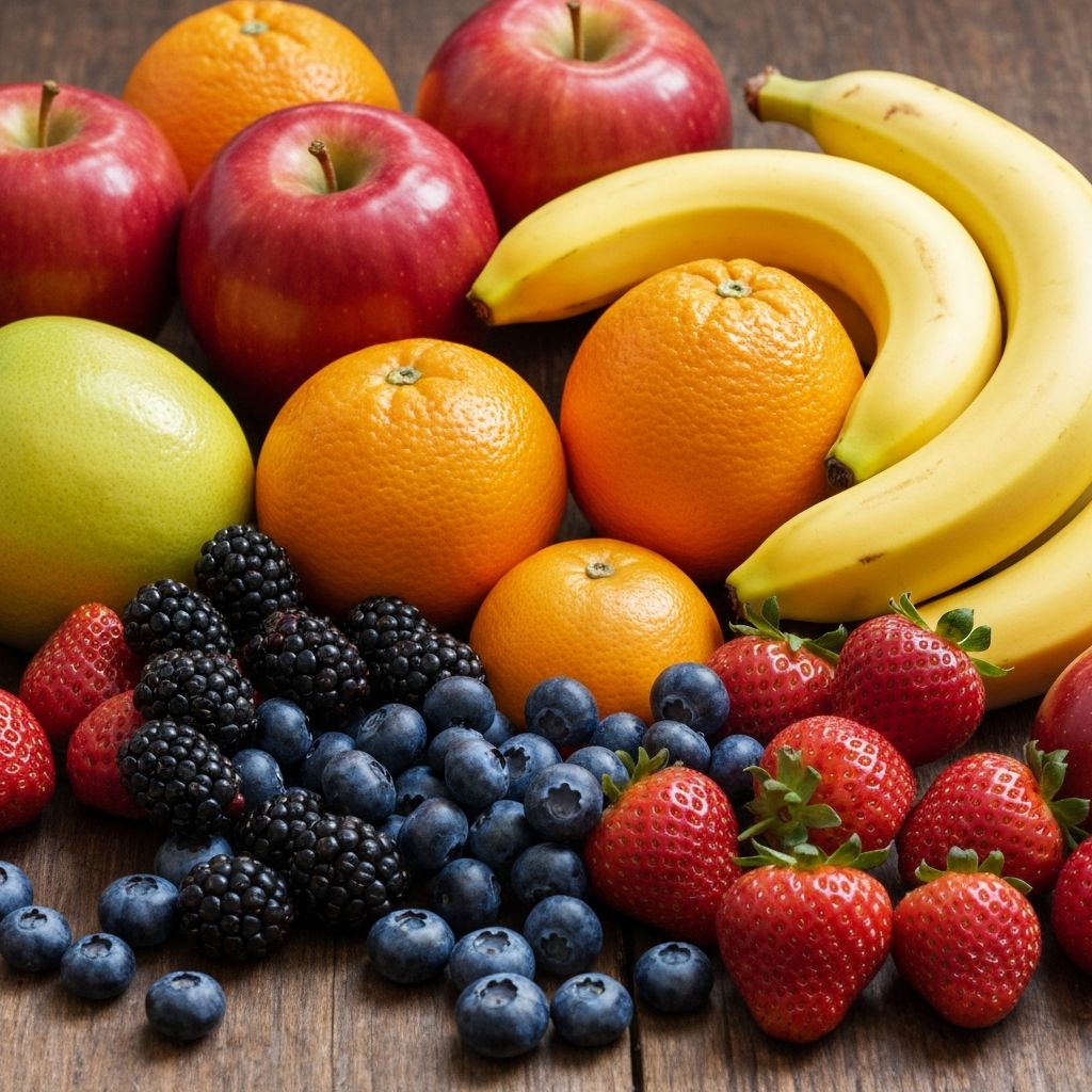 Fruits in natural arrangement representing nutrition diversity