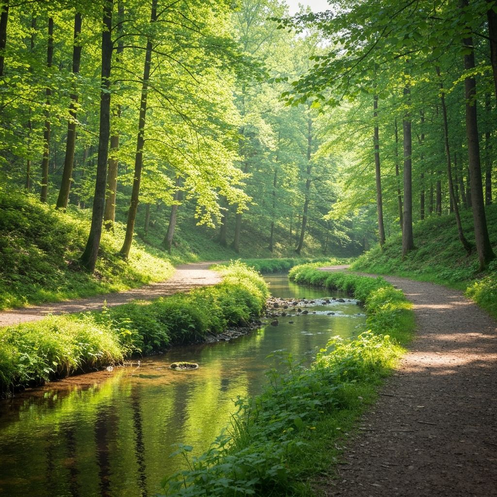 Serene forest landscape representing wellness